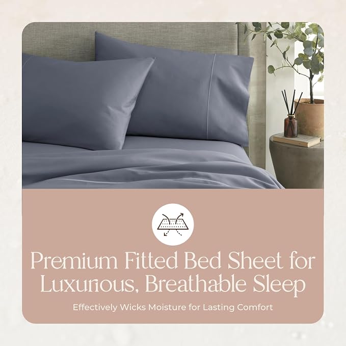 Sateen Weave GOTS & Fairtrade Certified - Soft Fitted Bed Sheets Only (Mineral, King)