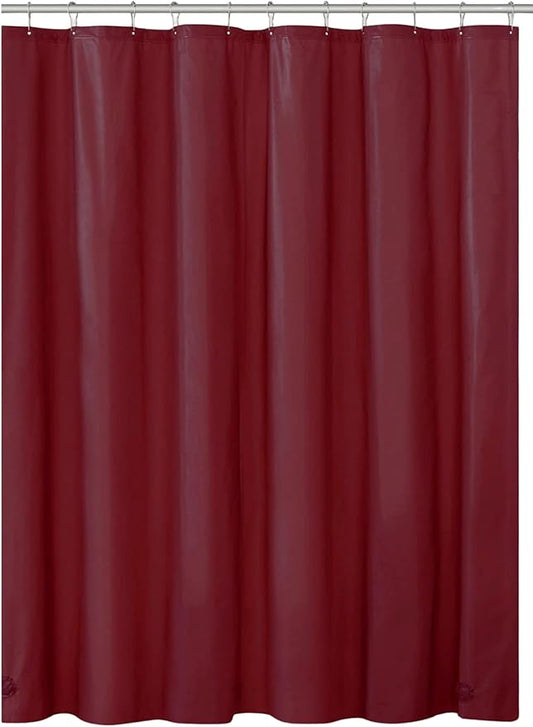 Dependable Industries inc. Essentials Bathroom Magnetized Shower Curtain Liner with Metal Grommets Waterproof (Burgundy)