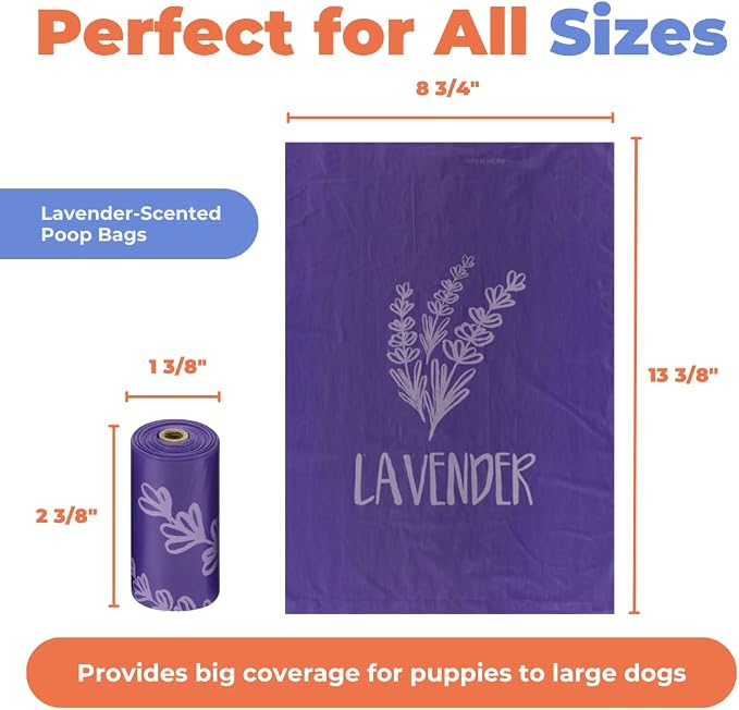 Best Pet Supplies Dog Poop Bags for Waste Refuse Cleanup, Doggy Roll Replacements for Outdoor Puppy Walking and Travel, Leak Proof and Tear Resistant, Thick Plastic - Purple (Scented), 150 Bags