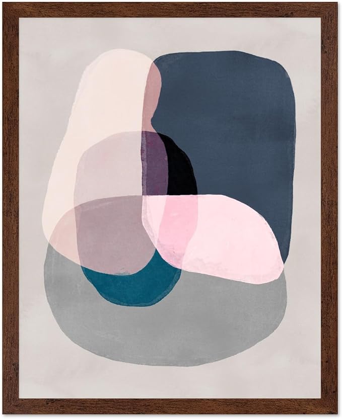 Monem Art Pastel Abstract Color Block Painting Print - Scandinavian Minimalist Art Poster - Wall Decor for Living Room, Bedroom or Office - 16x20 Brown Framed Wall Art by Mareike Bohmer