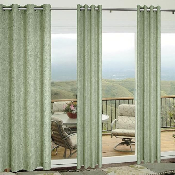 Pitalk Farmhouse Curtains Light Sage Linen Living Room Drapes Light Filtering Green Semi Sheer Window Treatment for Bedroom Luxurious Elegant Country Rustic Grommet Dining Room 84 Inch Length 2 Panels