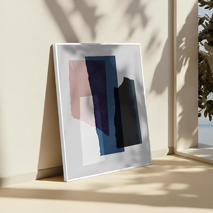 Monem Art Abstract Torn Paper Collage Print - Minimalist Modern Art Poster - Wall Decor for Living Room, Bedroom or Office - 8x10 White Framed CANVAS Wall Art by Mareike Bohmer