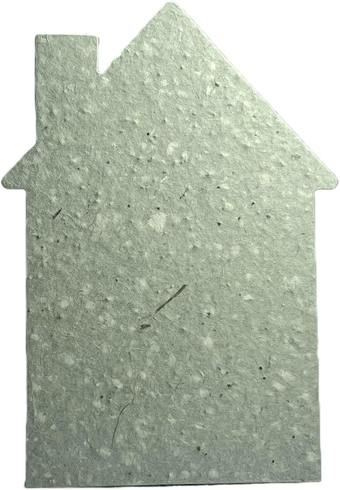 Of The Earth Handmade Paper - Wildflower Seed Paper House Shaped Cards - w/Seeds & Petals - 5" x 7" - Set of 8 - Guides & Envelopes Included (14s Green Lotka)