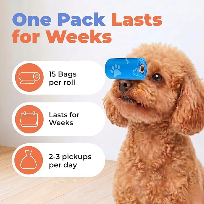 Best Pet Supplies Dog Poop Bags for Waste Refuse Cleanup, Doggy Roll Replacements for Outdoor Puppy Walking and Travel, Leak Proof and Tear Resistant, Thick Plastic - Blue (Unscented), 150 Bags