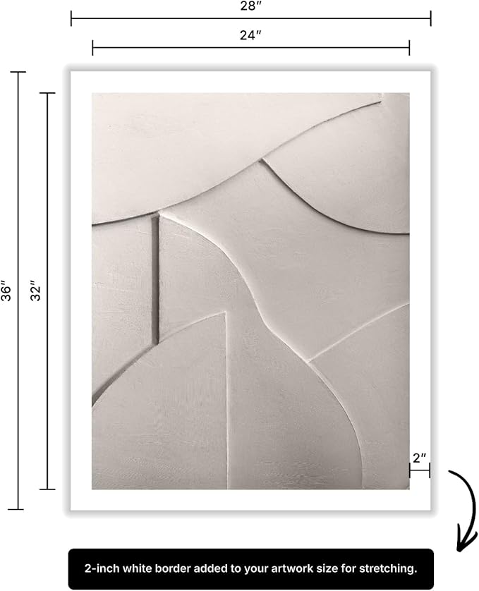 Monem Art Minimalist White Geometric Texture Print - Abstract Scandinavian Wall Art Poster - Wall Decor for Living Room, Bedroom or Office - 24x32 ROLLED CANVAS Wall Art by Mareike Bohmer