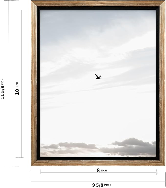 Monem Art Minimalist Bird in Sky Photography Print - Moody Nordic Landscape Art Poster - Wall Decor for Living Room, Bedroom or Office - 8x10 Silver Framed CANVAS Wall Art by Mareike Bohmer