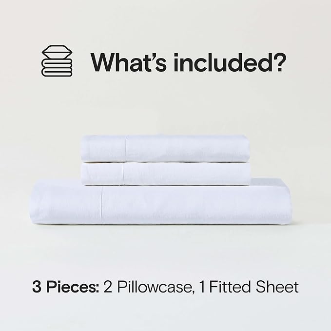 Sijo Stone Washed Organic French Linen Bed Sheet Set, GOTS Certified Organic, Best Cooling Linen Sheet Award by Sleep Foundation, 3 Piece - 2 Pillowcases and 1 Fitted Sheet (Snow, Cal King)