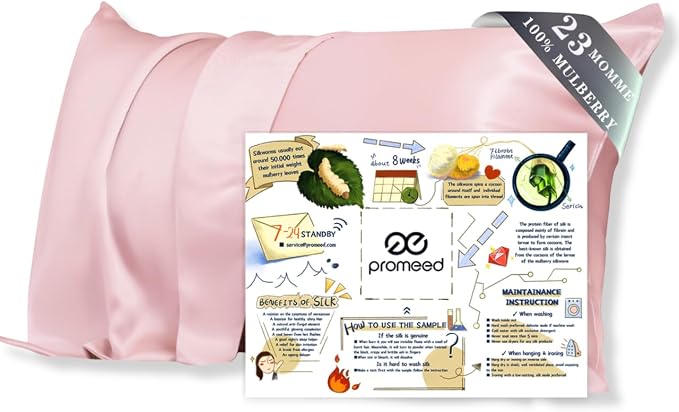 PROMEED Natural 23mm Silk Travel Pillow Cases 13 x 18 with Hidden Zipper, Both Sides Oeko-TEX Certified Real Mulberry Silk Pillowcase for Mini Pillow (Travel-13 x18, Pink)