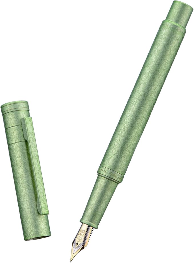 Hongdian 1851 Forest Fountain Pen Applegreen Ice Flowers, Extra Fine Nib Classic Design with Converter and Metal Pen Case