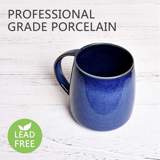 Bosmarlin Ceramic Coffee Mug, Blue Tea Cup for Office and Home, 13 oz, Dishwasher and Microwave Safe, 1 Pack (RoyalBlue(Glossy))
