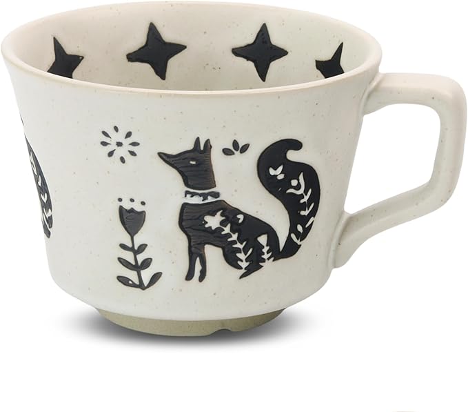 Ceramic Coffee Mug, 11 oz Small Novelty Unique Teacup with Handle, Stoneware Cup for Tea Mocha Latte Cappuccino (Fox)
