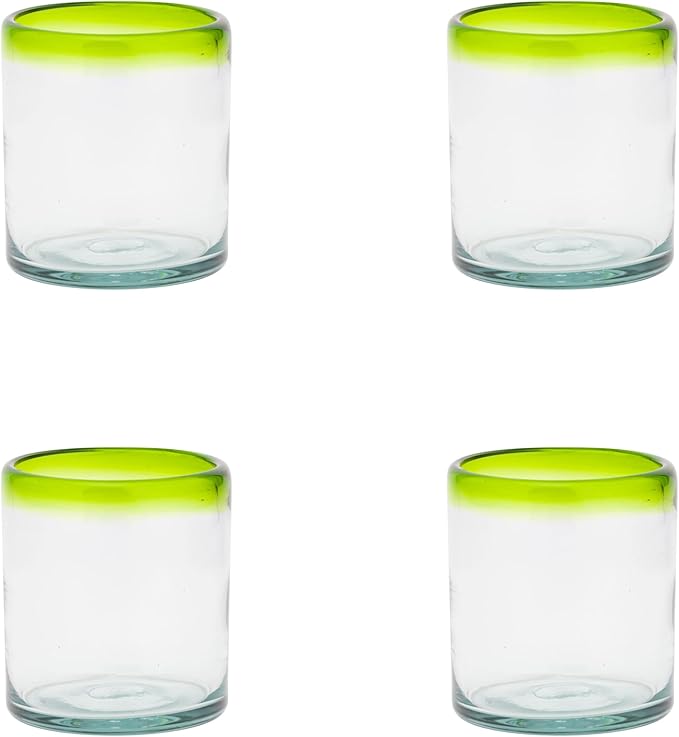 10 Strawberry Street Lime Rim Mexican Glassware, DOF, Set of 4