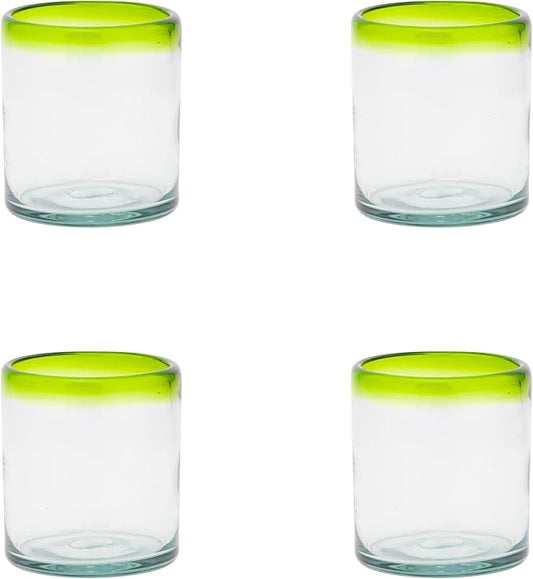 10 Strawberry Street Lime Rim Mexican Glassware, DOF, Set of 4