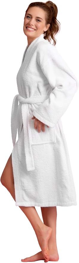Women's Turkish Terry Kimono Style Bathrobe - 100% Cotton Robe for Women - Comfortable & Absorbent - Soft & Cozy Wear