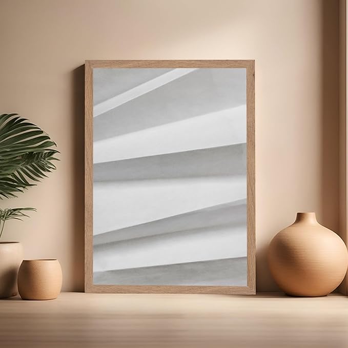 Monem Art Minimalist Paper Fold Abstract Print - Scandinavian Monochrome Texture Poster - Wall Decor for Living Room, Bedroom or Office - 16x20 Beige Framed Wall Art by Mareike Bohmer