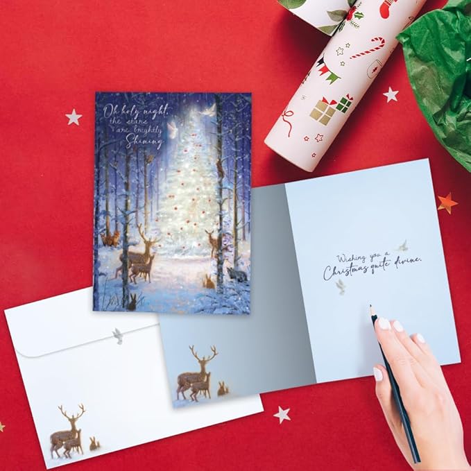 Tree-Free Greetings - Christmas Greeting Cards - Artful Designs - 12 Cards + Matching Envelopes - Made in USA - 100% Recycled Paper - 5"x7" - Oh Holy Night (HP60642)