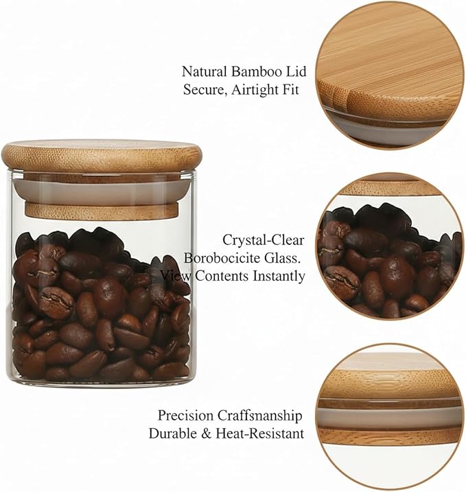 Borosilicate Glass Storage Jar with Bamboo Lid, Airtight Dry Food Canister for Kitchen Pantry & Countertop Organization