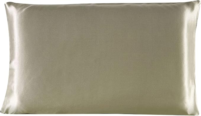 uxcell 1 Pack 100% Charmeuse Pure Silk Pillowcase for Hair and Skin, 350TC 19 Momme Soft Breathable Pillow Case with Hidden Zipper, Light Coffee Queen(20x30inch)