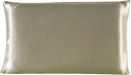 uxcell 1 Pack 100% Charmeuse Pure Silk Pillowcase for Hair and Skin, 350TC 19 Momme Soft Breathable Pillow Case with Hidden Zipper, Light Brown King(20x36inch)