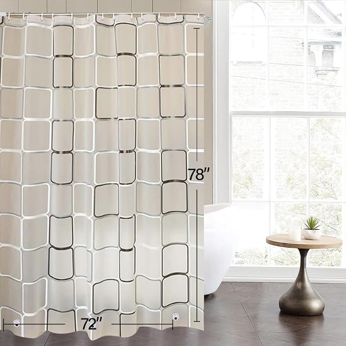 Plastic Shower Liner - Premium PEVA 5G Shower Curtain Liner with Rustproof Grommets and 3 Weighted Magnets, Waterproof Shower Curtains for Bathroom (Large Block, 72" x 78")