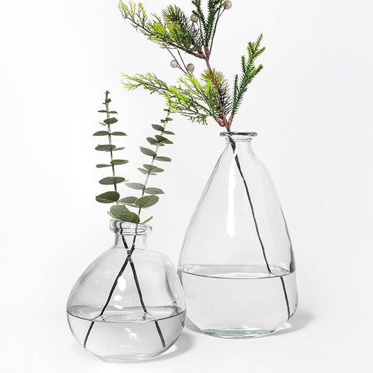 Clear Glass Vases for Centerpieces,2 Pack Tall Large Glass Vase Floor Vase,Irregular Bubble Balloon Glass Jug Vases for Pampas Grass