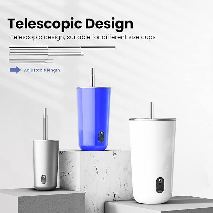 Ecoangel Cruise Ship Essentials,4-Pack reusable Collapsible Stainless Steel Drinking Straws with Aluminum Case,Cleaning Brush,and Keychains （Black & rose gold & blue & gold）