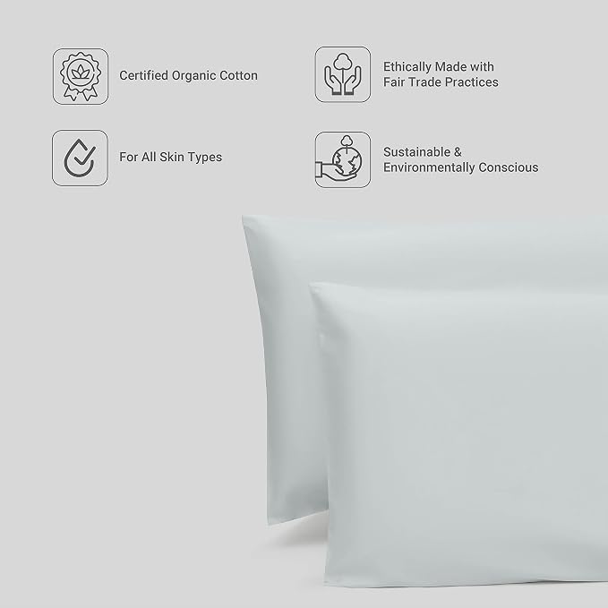 Fabdreams 100% Organic Cotton King Pillowcases | 400 Thread Count | Luxury Hotel Collection | GOTS Certified Long Staple Cotton | Soft & Smoother Than Egyptian Cotton | Set of 2-20" x 40" | Ivory