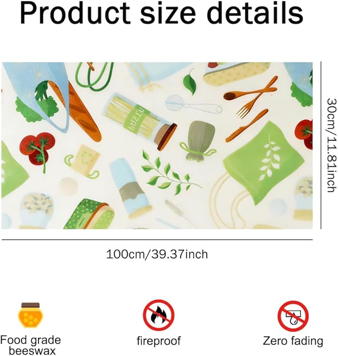 Organic Beeswax Food Wraps 2-Pack, 12x40 Inch Reusable Beeswax Paper - Natural Compostable Eco-Friendly Bowl Cover, Plastic Wrap & Foil Alternative for Bread, Sandwich, Cheese Freshness