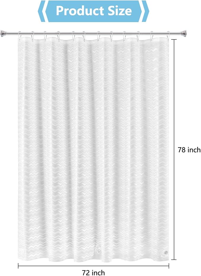 Seenus Waterproof PEVA Shower Curtain Liner Extra Long 72 x 78 inch, Translucent Shower Liner Long with 3 Weighted Magnets, Semi Transparent Plastic Shower Curtain Frosted Striped for Bathroom