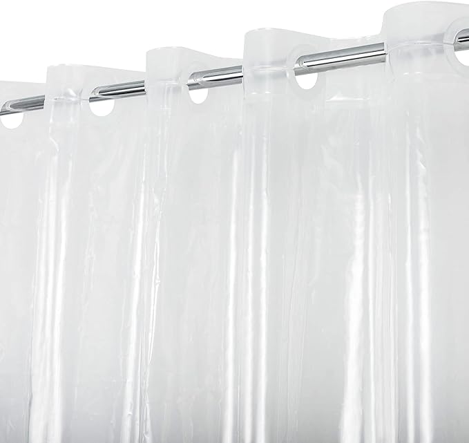 No Hook PEVA Shower Curtain or Liner - 8G Heavy Duty Clear Bathroom Shower Curtain No Hooks Required, Waterproof Plastic & PVC Free, Standard Size 71 x 74, Clear