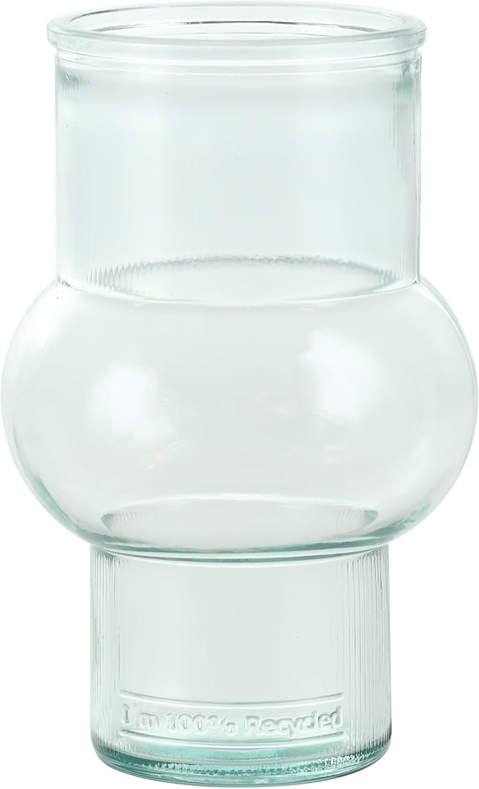Deco 79 Recycled Glass Decorative Vase Small Bubble Style Centerpiece Vases with Varying Shapes, Set of 3 Flower Vases for Home Decoration 4" W,7" H, Clear