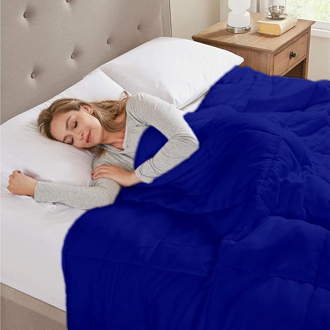 All Season Hypoallergenic Luxurious Down Alternative Cotton Comforter, Ultra-Soft 750 Fill-Power Oversized Queen Size Measures 98" x 98", Royal Blue