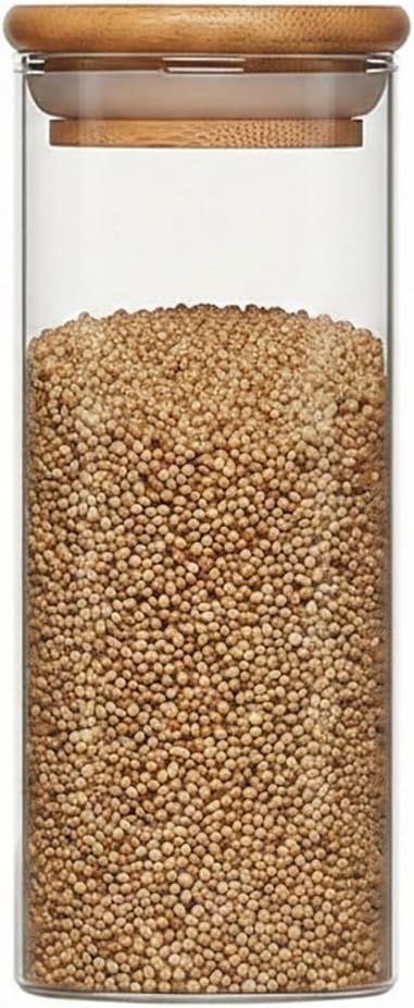 Borosilicate Glass Storage Jar with Bamboo Lid, Airtight Dry Food Canister for Kitchen Pantry & Countertop Organization