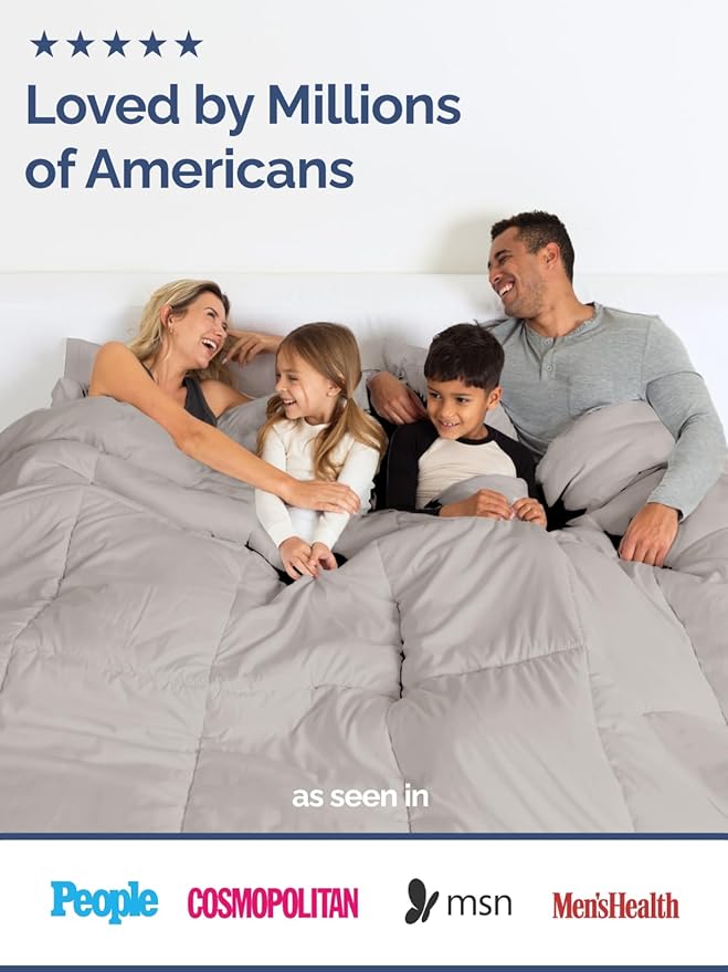 King Size, Light Gray Alternative Down Comforter - Warm, Lightweight & Breathable Hotel Quality Bedding for Men, Women, Kids and Teens - All Season Oversized Cooling Microfiber Duvet Insert Comforter
