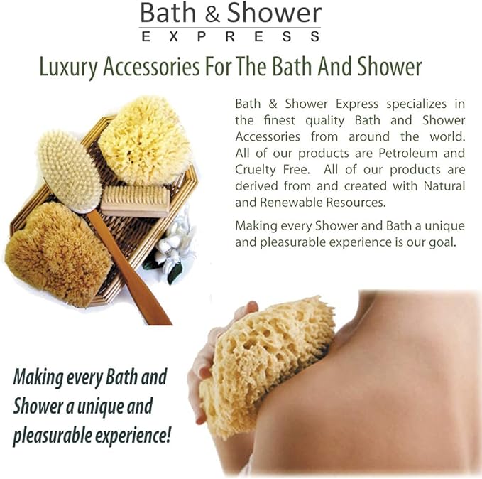 Sea Wool Sponge 5-6" (Large) by Bath & Shower Express ® Natural Renewable Resource, Esponja for Exfoliating and Washing Body
