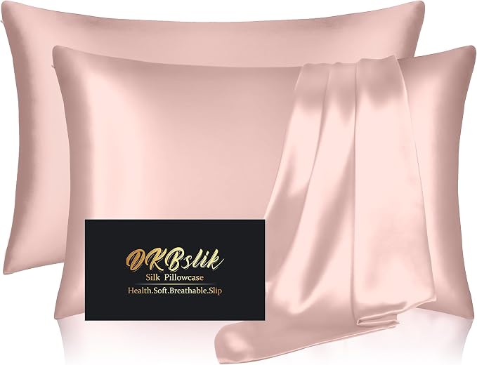 Silk Pillowcase 2 Pack, Mulberry Silk Pillow Cases Queen Size Set of 2, Anti Acne Silk Pillowcase for Hair and Skin, Natural Silk Satin Pillowcases Gifts for Women Men 2 Pack with Zipper, Coral