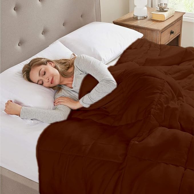 All Season Hypoallergenic Luxurious Down Alternative Cotton Comforter, Ultra-Soft 750 Fill-Power Queen Size Measures 88" x 92", Brown