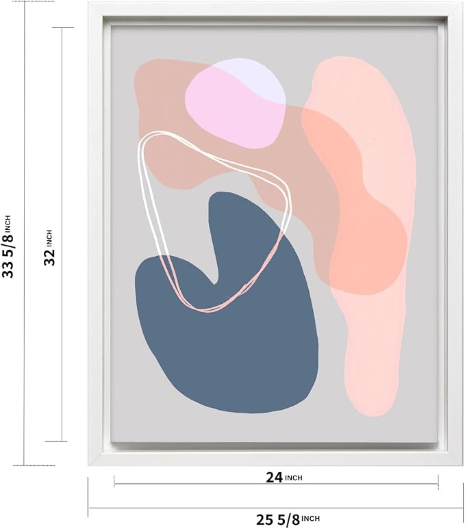 Monem Art Abstract Organic Shapes Print - Minimal Scandinavian Line Art Poster - Wall Decor for Living Room, Bedroom or Office - 24x32 White Framed CANVAS Wall Art by Mareike Bohmer