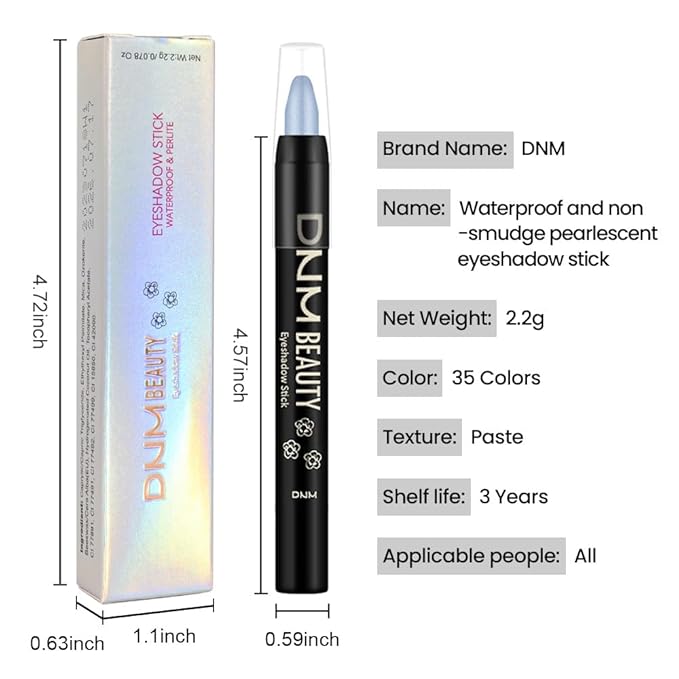 evpct Royal Blue Shimmer Cream Eye Shadow Brightener Sticks Set for Eyes, Blue Shimmery Matte Pencil Eye shadow Applicator Stick Pen Palette Makeup Waterproof sombras en crema para ojos 13#