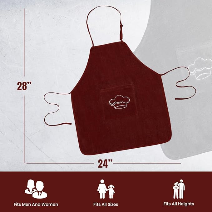 Abstract Terry Cotton Aprons For Cooking - Chef Apron with Pocket Adjustable Neck Strap - Kitchen Apron Men Women - 24"x28"