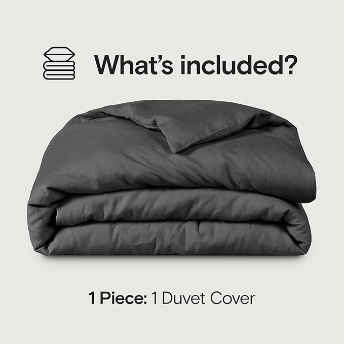 SIJO Premium Stone Washed Organic French Linen Duvet Cover, GOTS Certified Organic, Small Batch Sourced from Normandy, Best Cooling Linen Sheet Award by Sleep Foundation (Storm, Full/Queen)