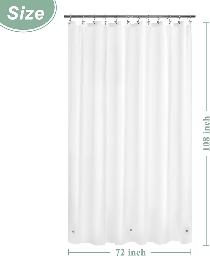 Mrs Awesome Extra Long Frost Shower Curtain Liner with 3 Magnets, 72x108 Frosted PEVA Shower Liner, Light Weight Plastic Shower Curtain for Bathroom, Waterproof,Frost