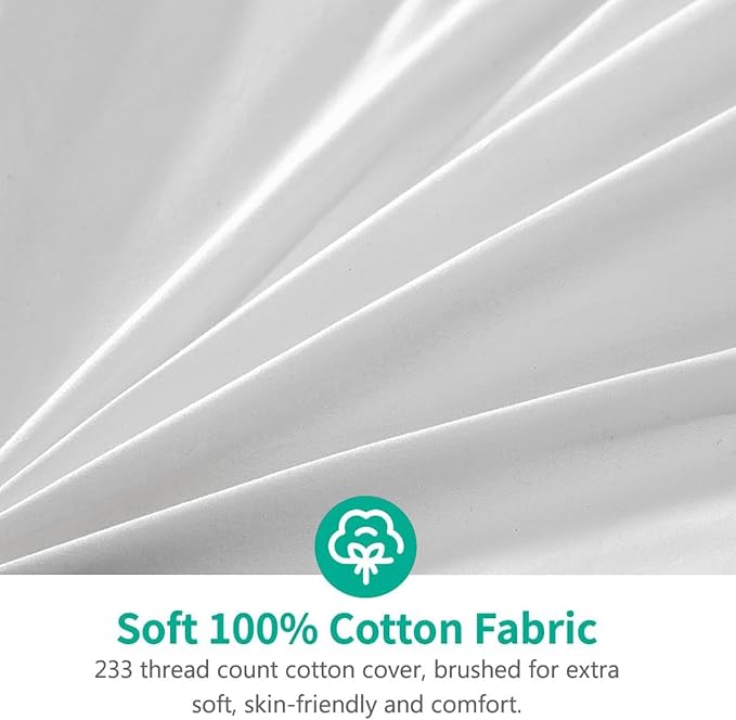APSMILE Queen Size Feathers Down Comforter - Ultra Soft All Seasons Organic Cotton Cover Duvet Insert Medium Warm Quilted Bed Comforter with Corner Tabs (90 x 90, Ivory White)