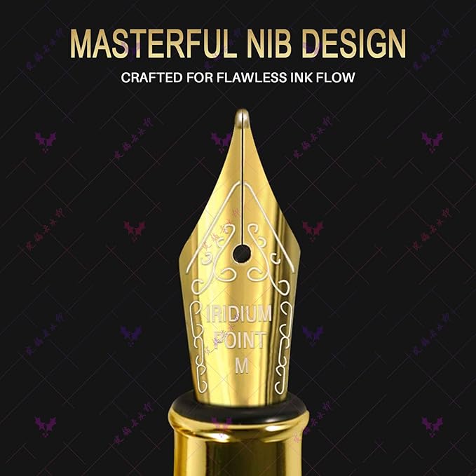 Fountain Pen with Medium Nib | Luxury Black Finish, Smooth Ink Flow, Complete Set with Ink Cartridges, Converter & Sleeve | Ideal for Professionals, Office, Journaling, and Gifts