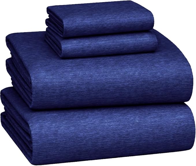 Briarwood Home® Heather Flannel Sheet Set, 100% Natural Cotton, Soft, Warm & Deep Pocket, Advanced Nano-Tech Making it Resistance to Pilling; Brushed 6 Times for Softness (Navy Blue, Queen)
