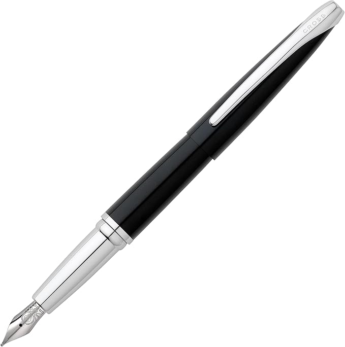 Cross ATX Basalt Black Stainless Steel Fine Nib Fountain Pen - Refillable Pen for Smooth Writing - Black Ink - Comfortable Grip - Long-Lasting - Professional Office Supplies