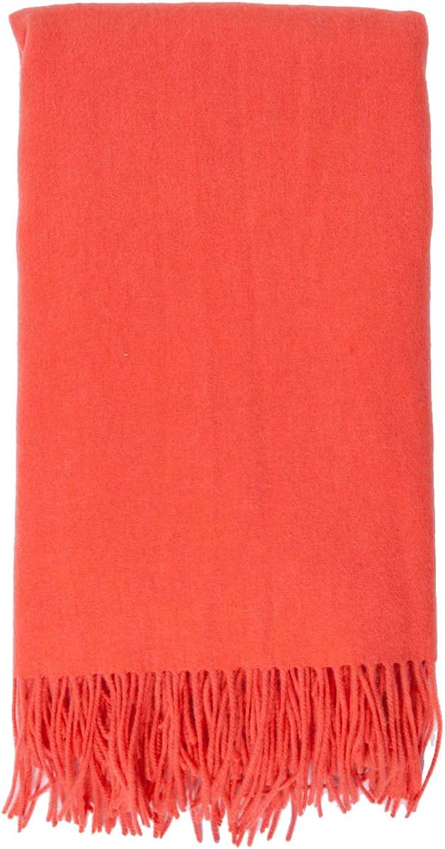 Alashan Ripple Finish - Cashmere Blend Throw Blanket - Soft Woven Coral Throw
