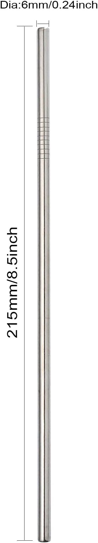 Set of 48 Stainless Steel Metal Straws 8.5'' Reusable Drinking Straws For 20oz Tumblers Yeti 6mm Diameter (48 Straight ) Silver