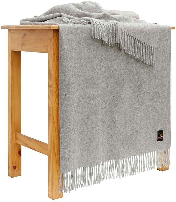 Superfine Alpaca Wool Throw Blanket - Lightweight Alpaca Merino Wool Throw Blankets for Using Indoors or Outdoors | Soft Peruvian Alpaca Blanket Wool Blanket Solid Color 72" x 60" (Silver Gray)