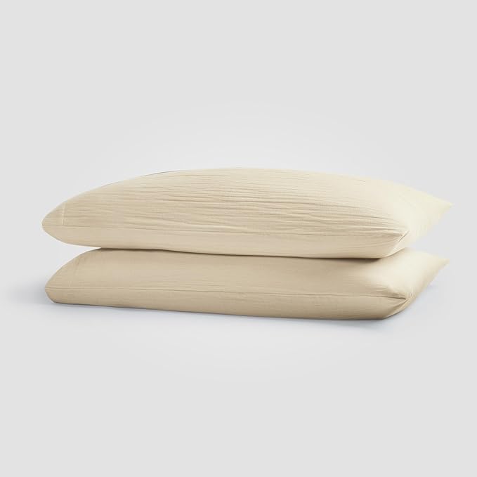 Dune Full Sheet Set, Sandy Beige 100% Cotton Gauze 4-Pc. Sheet Set, Oeko-TEX Certified Full Sheets, with Flat Sheet, Fitted Sheet and 2 Pillowcases, Earth Tone Bedding
